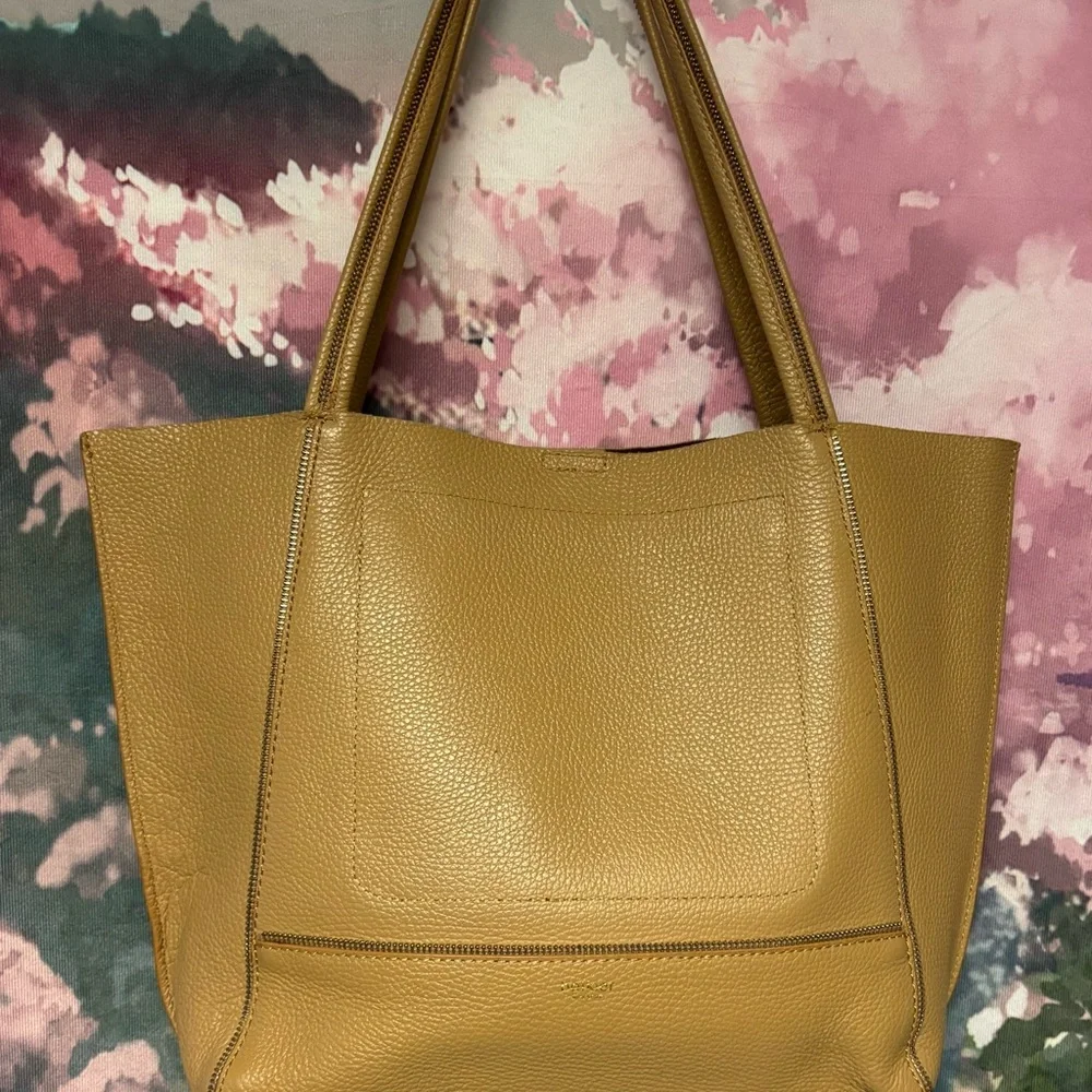 Botkier Soho Leather Tote Bag in Gold Platinum Shoulder Purse - Picture 10 of 12